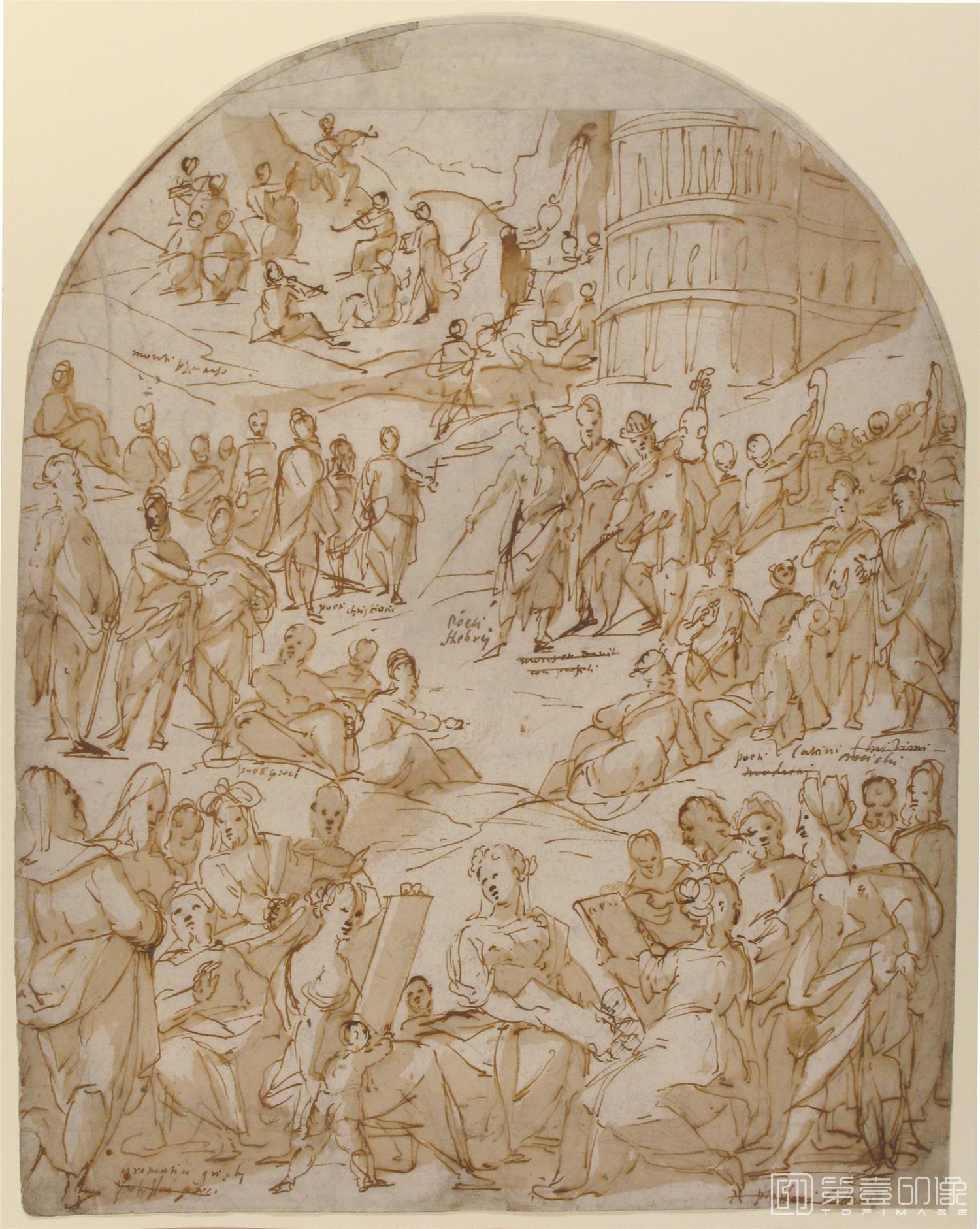 素描-美国纽约大都会美术馆素描藏画-Parrasio MicheliAn Allegory of Learning-1359